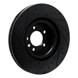 Land Rover Discovery Brake Rotor (1) - Front Left - R1 Concepts - Drilled & Slotted - Black - `18-`24